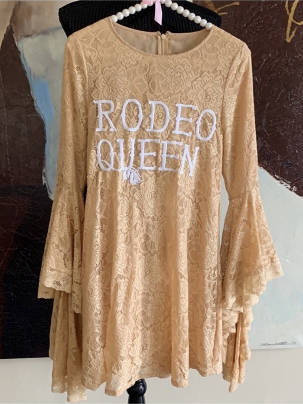 Wildfox Beige Lace Rodeo Queen Embroidered Midi Dress